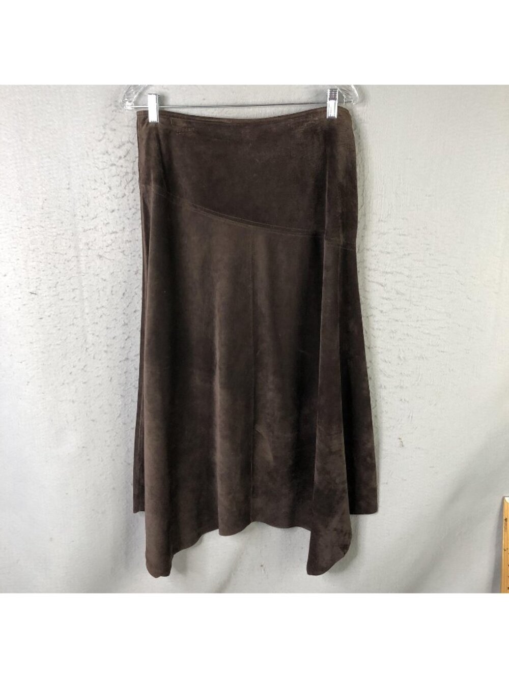Western Leather Skirt Womens 10 Brown Long Asym Hem A Line Fall Festival